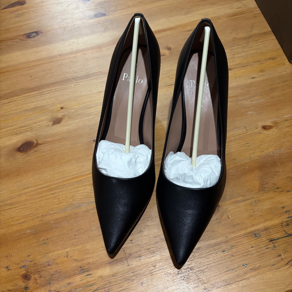 Linea Paolo Paris-L Black Nappa PU Pointed Toe Pumps Stiletto Heels Size 9M
